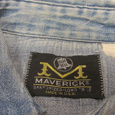 ビンテージ70's●MAVERICKデニムウエスタンシャツ●250320j8-m-lssh-hpe古着マーベリック1970sヒッピー