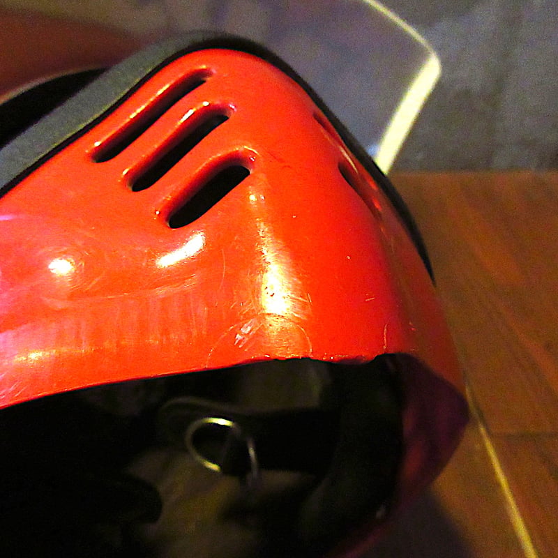 ビンテージ80's○MAXON ATVバイザー付きオフロードヘルメット赤