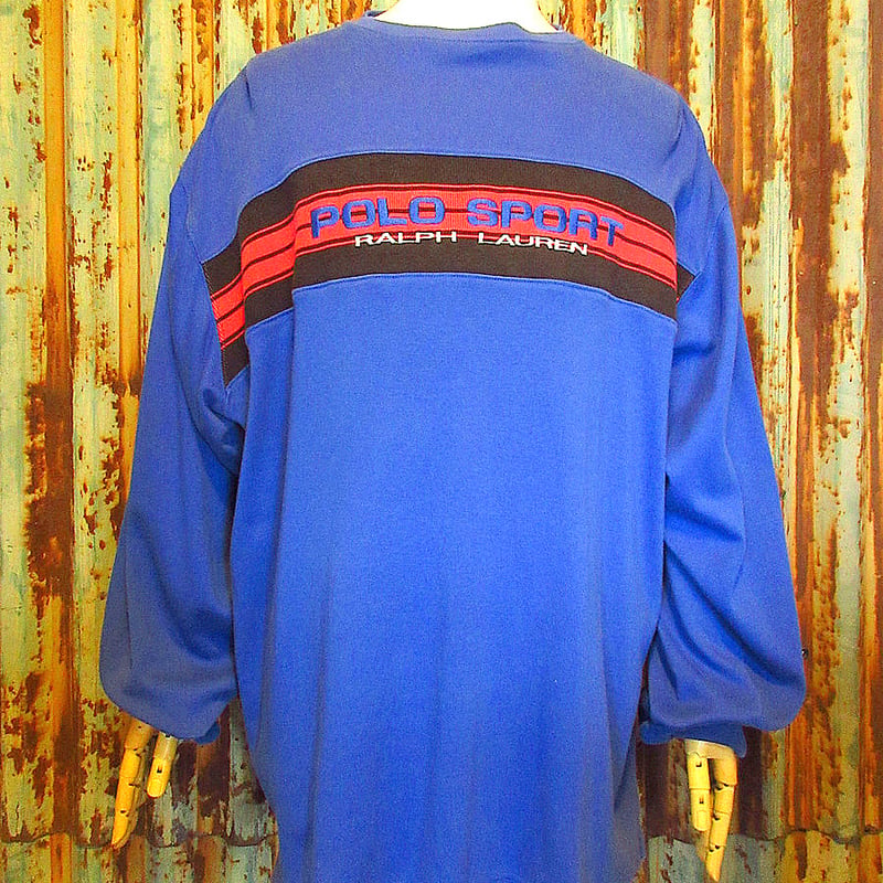 POLO SPORTコットン長袖Tシャツ青size XL○240617k4-m-lstshポロ