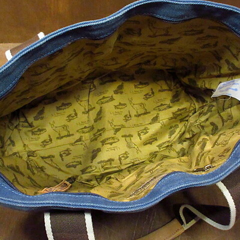 L.L.Bean 魚刺繍キャンバストートバッグ紺○210113n6-bag-tt