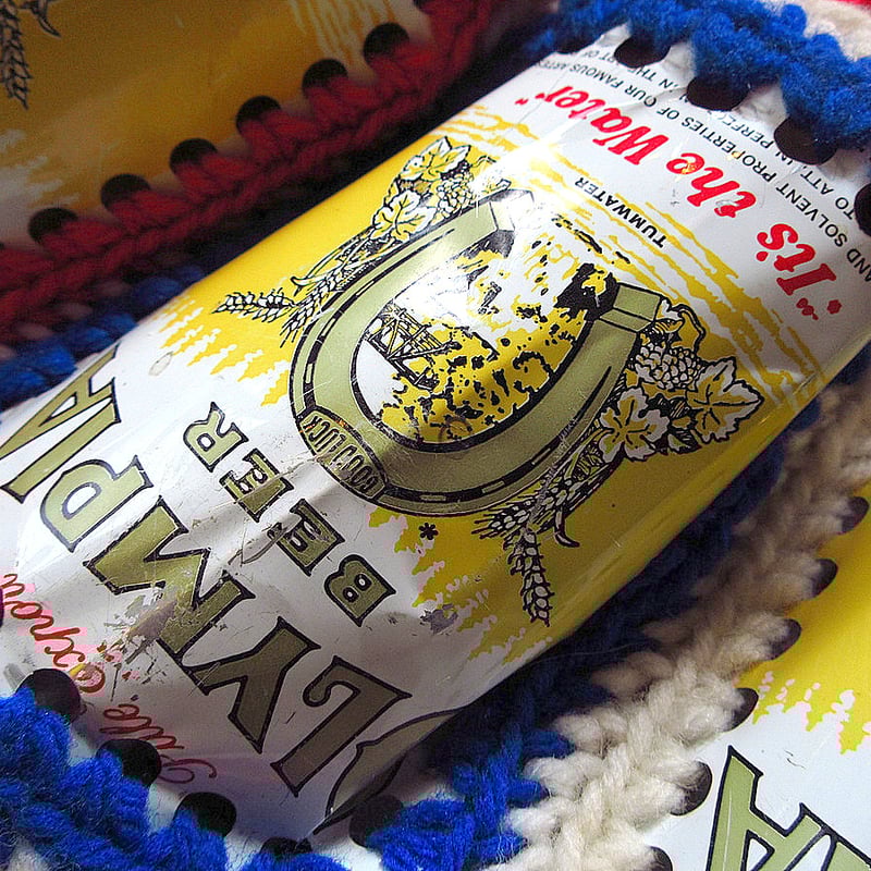 ビンテージ○OLYMPIA BEERハンドメイドビール缶ニットハット