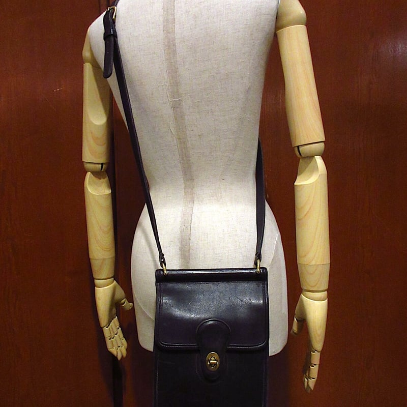 ビンテージ○オールドコーチレザーショルダーバッグ黒○220705c3-bag