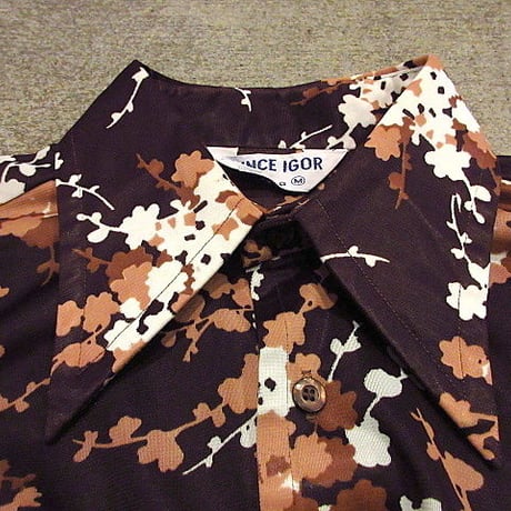 ビンテージ70’s●Burma花柄シャツsize M●200608s6-m-lssh-hpeフラワー長袖シャツUSAヒッピーメンズトップス