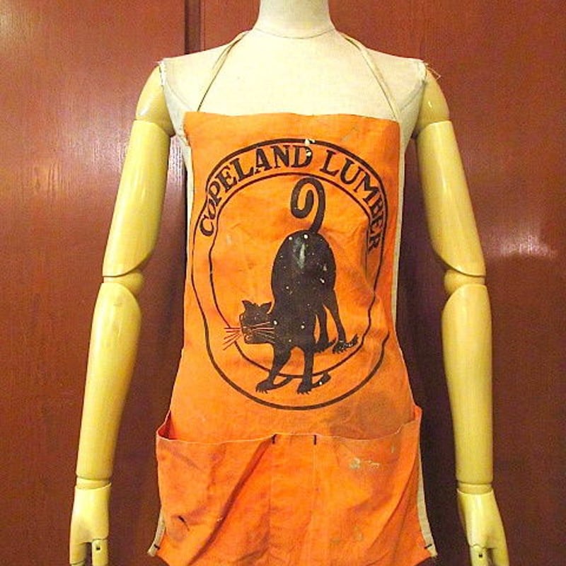 ビンテージ-60's○COPELAND LUMBERキャンバスワークエプロン橙○200616s