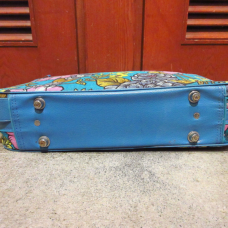 ビンテージ70's○レトロ花柄トランクバッグ中○210620r8-bag-trk