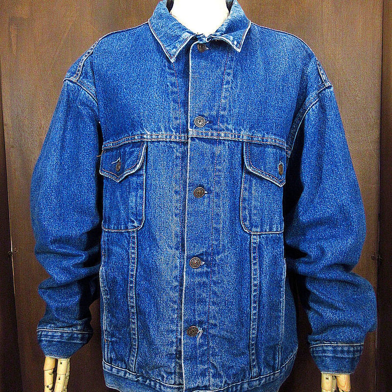 ビンテージ80's○GAP裏地バッファローチェックデニムジャケットsize XL