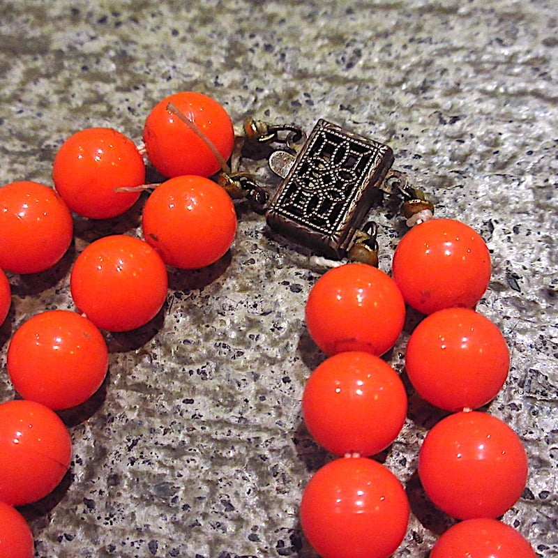 ンテージ○ビーズネックレスオレンジ○240201c5-ncl レディースレトロ