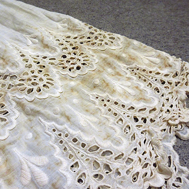 ビンテージ~20's○レース刺繍柄コットンキャミソールワンピース白×生成