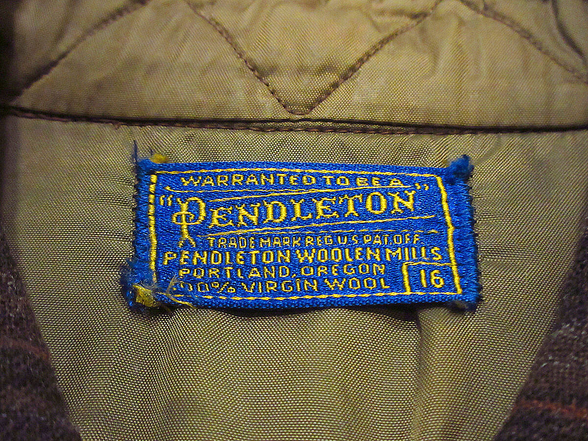 ビンテージ50's60's○PENDLETONチェックウールシャツ茶size 16○23012
