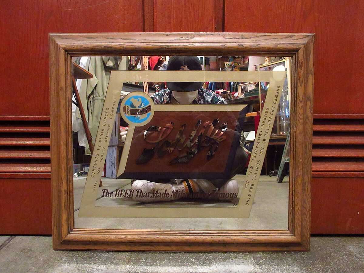 パブミラー　インテリア　SCHLITZ BULL　シュリッツ ヴィンテージ パブミラーインテリアSCHLITZ BULLシュリッツ ヴィンテージ