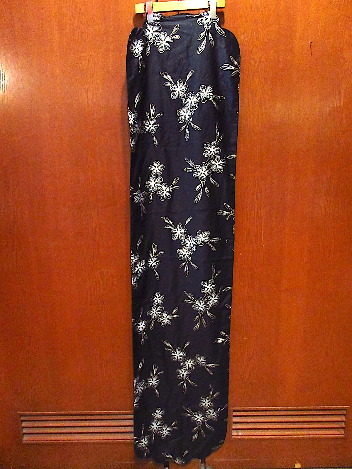 ビンテージ50's60's○花柄シルクテーブルクロス黒○230817c5-fbr ビンテージ50's60's○花柄シルクテーブルクロス黒○230817c5-fbr