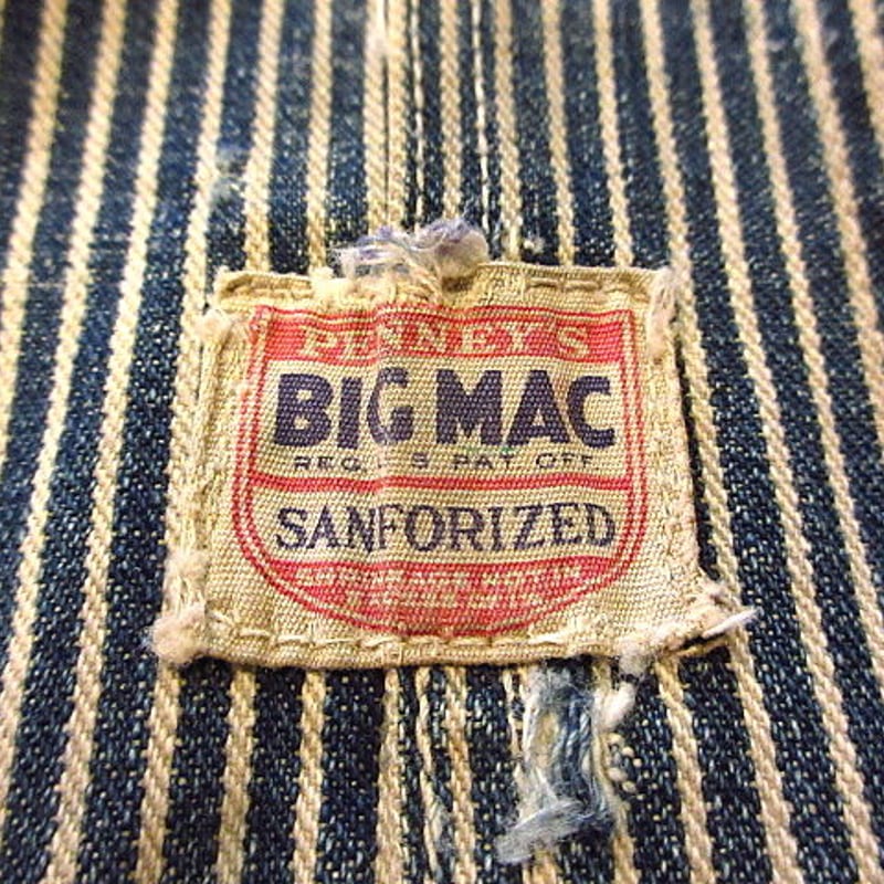 ビンテージ40's○BIG MACヒッコリーストライプオーバーオール