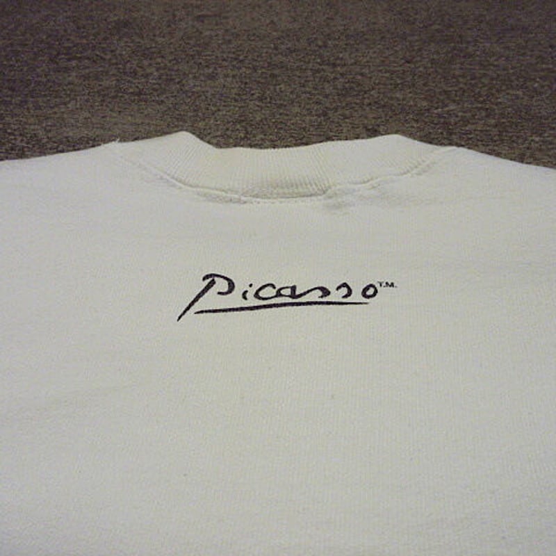 ビンテージ90's○Pablo Picassoアートプリントスウェット白size L○2101