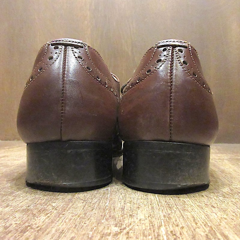 ビンテージ○NUNN-BUSHレザーウイングチップシューズ茶size 9 1/2