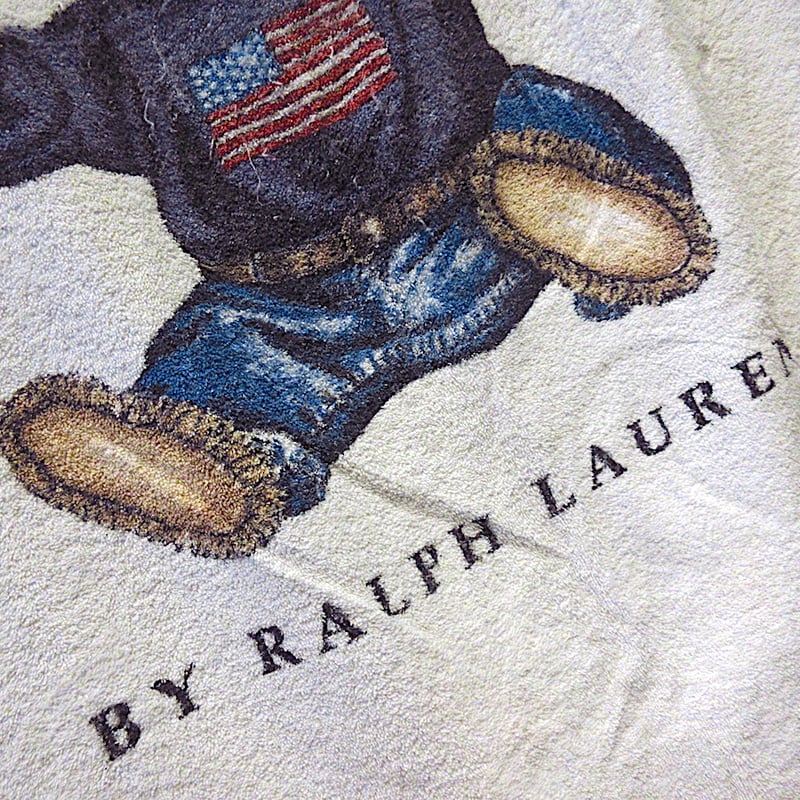 Ralph Lauren PORO BEARプリントタオルsize 約170cm×約85cm○