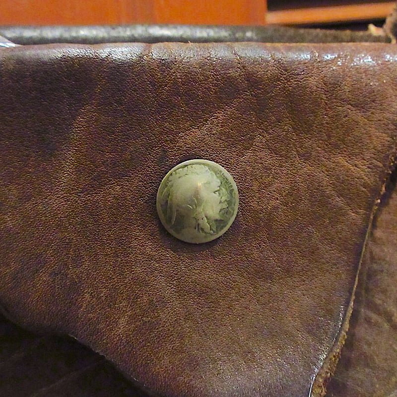 ビンテージ~70's○インディアンコンチョ付きレザーショルダーバッグ茶