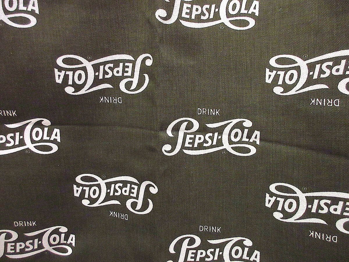 ビンテージ70's○PEPSI-COLAコットン総柄ファブリック○210720s7-fbr 1