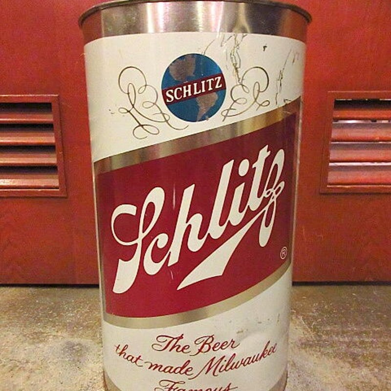 ビンテージ70's○SCHLITZビールティントラッシュ缶○200923s8