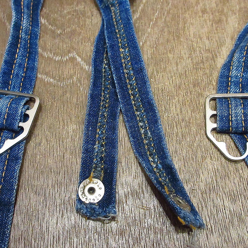 ビンテージ40's50's○オーバーオール用デニムショルダーストラップ3点