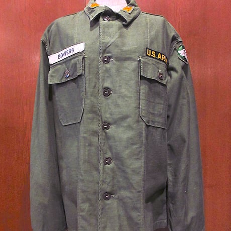 USミリタリー ユーティリティシャツ 16½ x 34 ビンテージ ビンテージ60's○U.S.ARMYコットンサテンユーティリティシャツsize 14