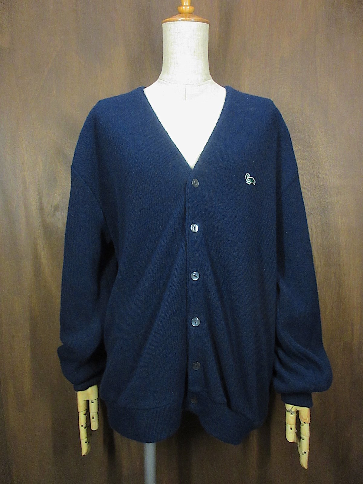 ビンテージ60's70's○SPORTWEARアクリルニットカーディガン紺size XL