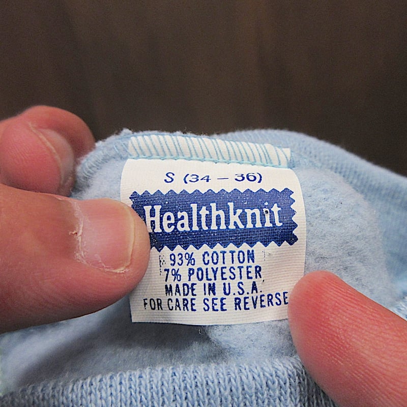 ビンテージ70's80's○DEADSTOCK Healthknitラグランスウェット水色si