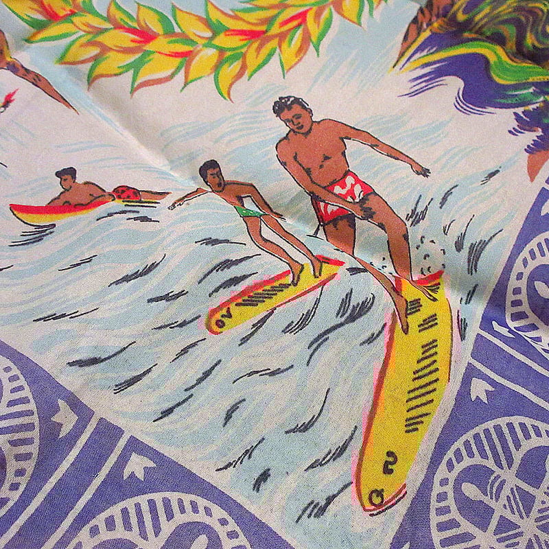 ビンテージ50's○HAWAIIスーベニアスカーフ○230102k2-scf 1950s