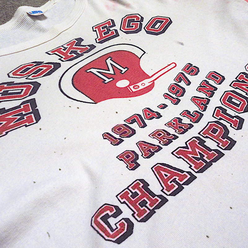 ビンテージ70's○ChampionバータグMUSKEGOフットボールTシャツsize XL○