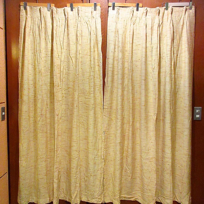 ビンテージ~70's○ネップレーヨンカーテン 2点セット B 73cm×165cm