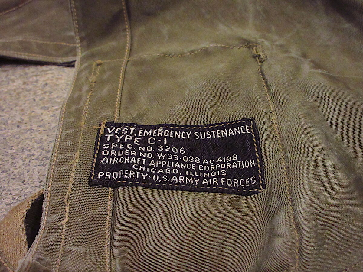 エアフォース フィッシングベスト C-1 Lサイズ 40s US ARMY AIR FORCE UAAF TYPE C-1 VEST ERALY MODEL MODIFY