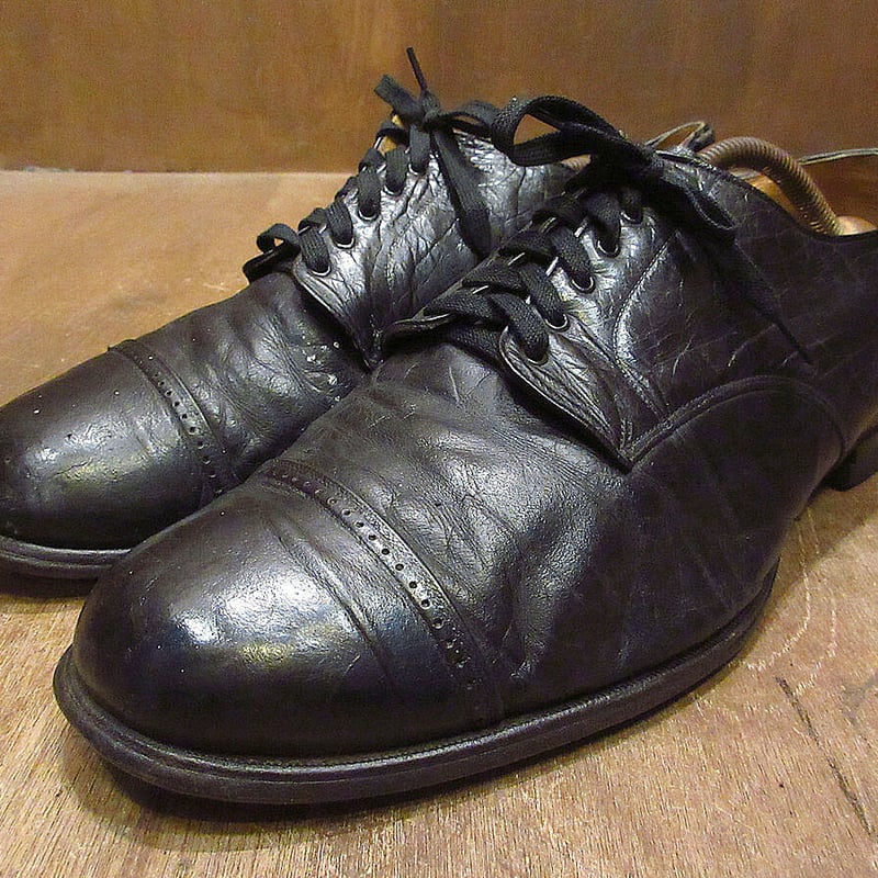 ビンテージ40's○CONNOLLYキャップトゥシューズ黒○221011i3-m-dshs-2