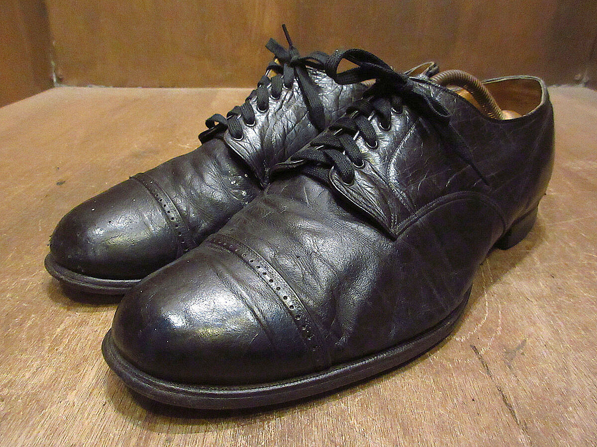 40s ビンテージ CONNOLLY コノリー キャップトゥ レザーシューズ ビンテージ40's○CONNOLLYキャップトゥシューズ黒○221011i3-m