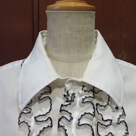 ビンテージ70's●Lion of Troyフリルドレスシャツ白size L●230505i4-m-lssh-drs長袖レトロヒッピーホワイト