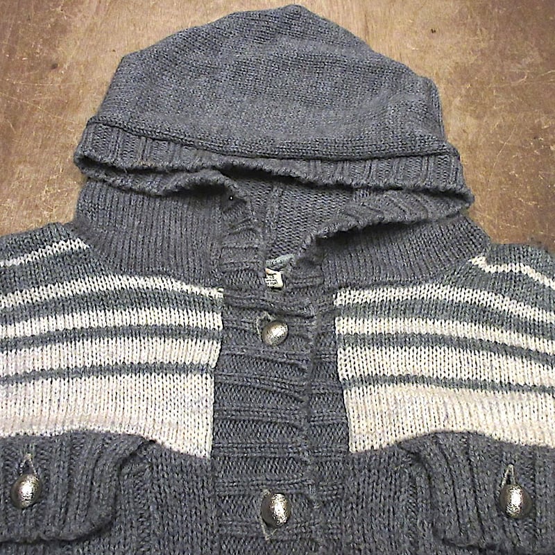 ビンテージ70's○レディースフード付きアクリルカーディガンsize S