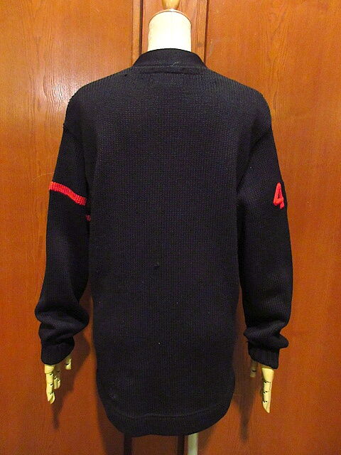 ビンテージ40's○Rugby Knitting Millsウールレターマンカーディガン黒