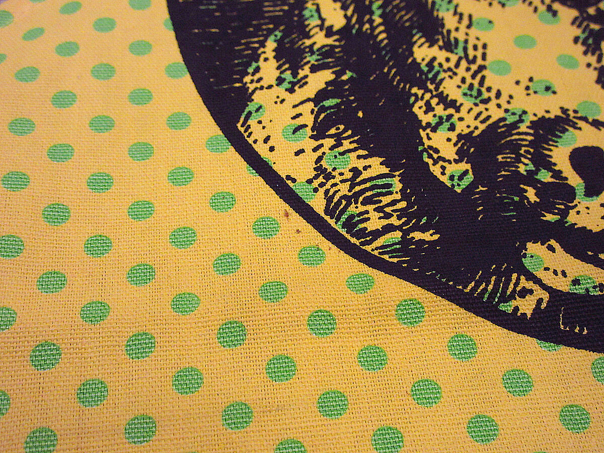 ビンテージ70's○DEADSTOCK牛×ドット柄コットンエプロン黄×黄緑 ビンテージ70's○DEADSTOCK牛×ドット柄コットンエプロン黄×黄緑