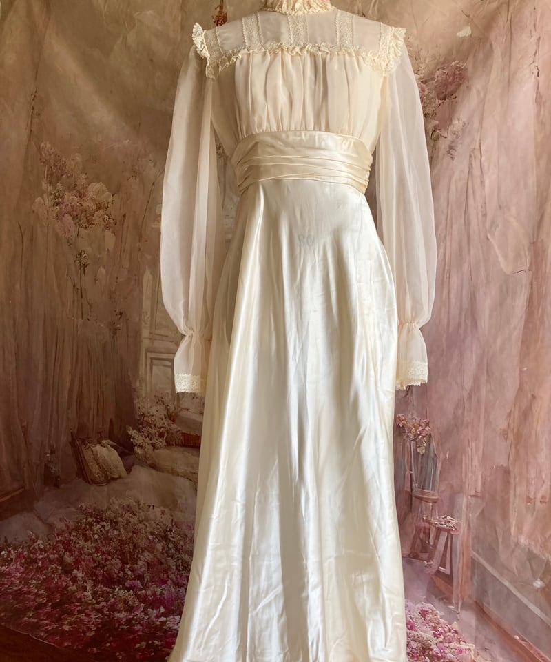 柄デザインレースedwardian dress antique dress アンティークドレス