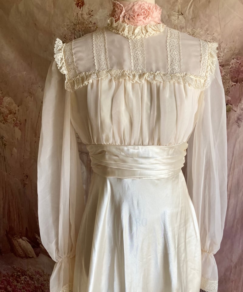 ヴィンテージドレス貴重70s Japonism dress vintage GREECE 70`s cotton gauze dress/ヴィンテージ ギリシャ