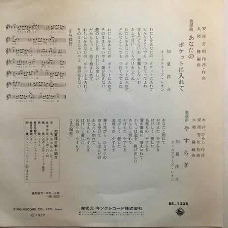 知夏洋介 / あなたのポケットに入れて