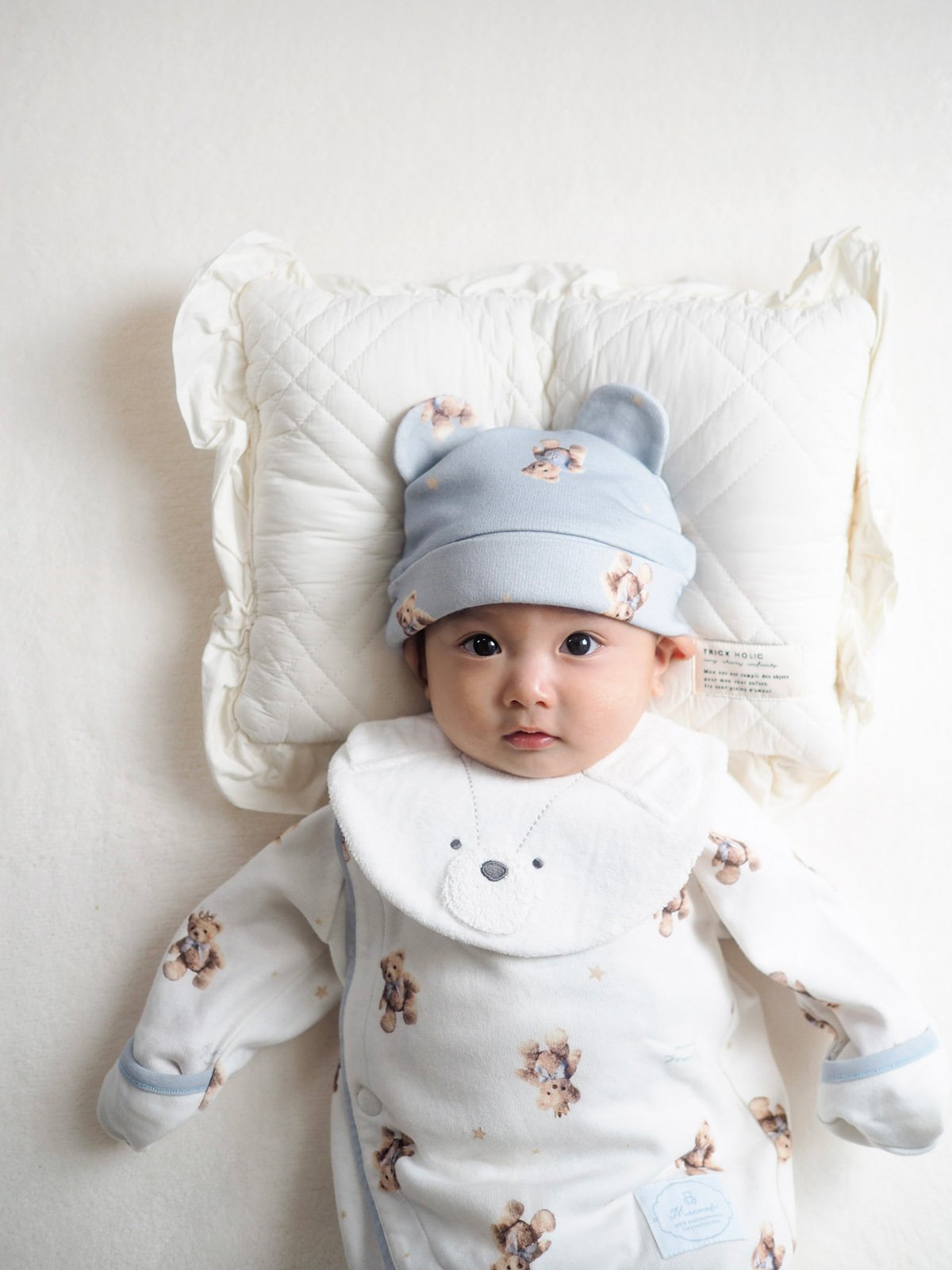 【美品】♡Karinua ロンパース6-12mhh mocmof ロイヤルベア柄かんたんロンパース 622-651043 | TAKARAYA O