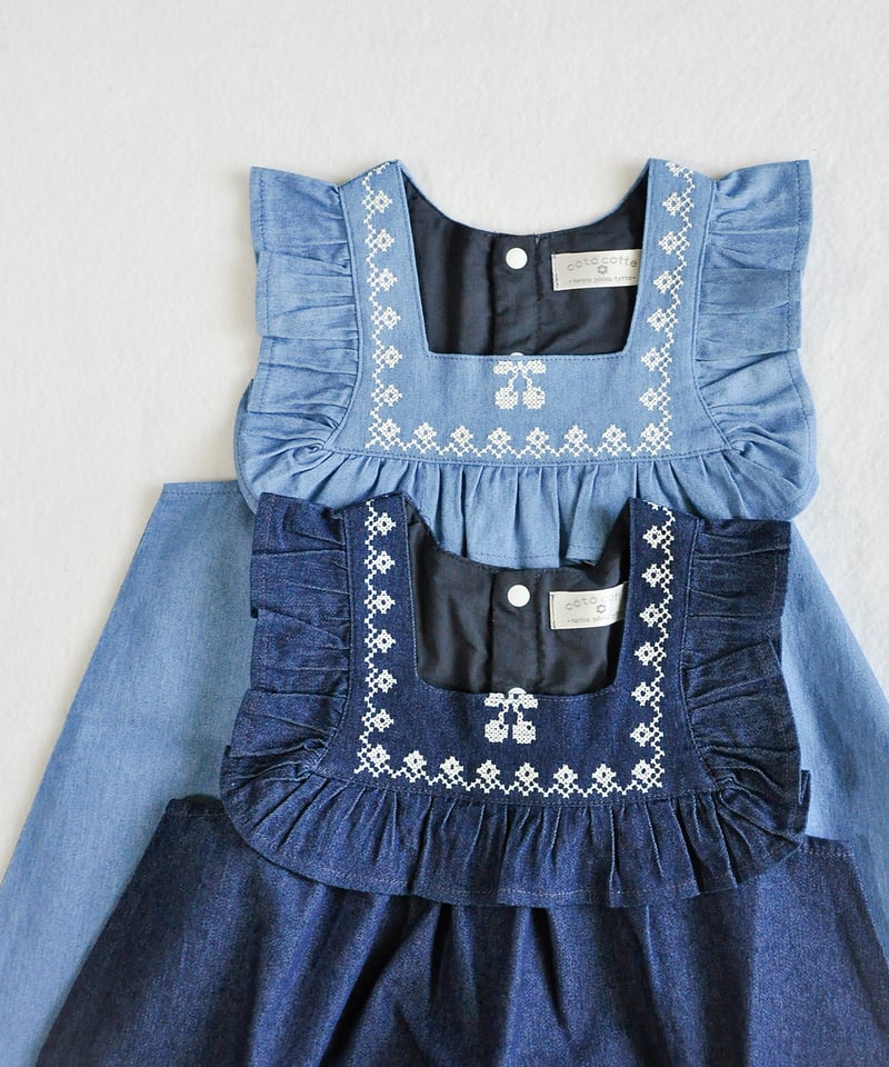 coto cotte さくらんぼ刺繍フリルワンピース 722-664038 [ 〜140cm