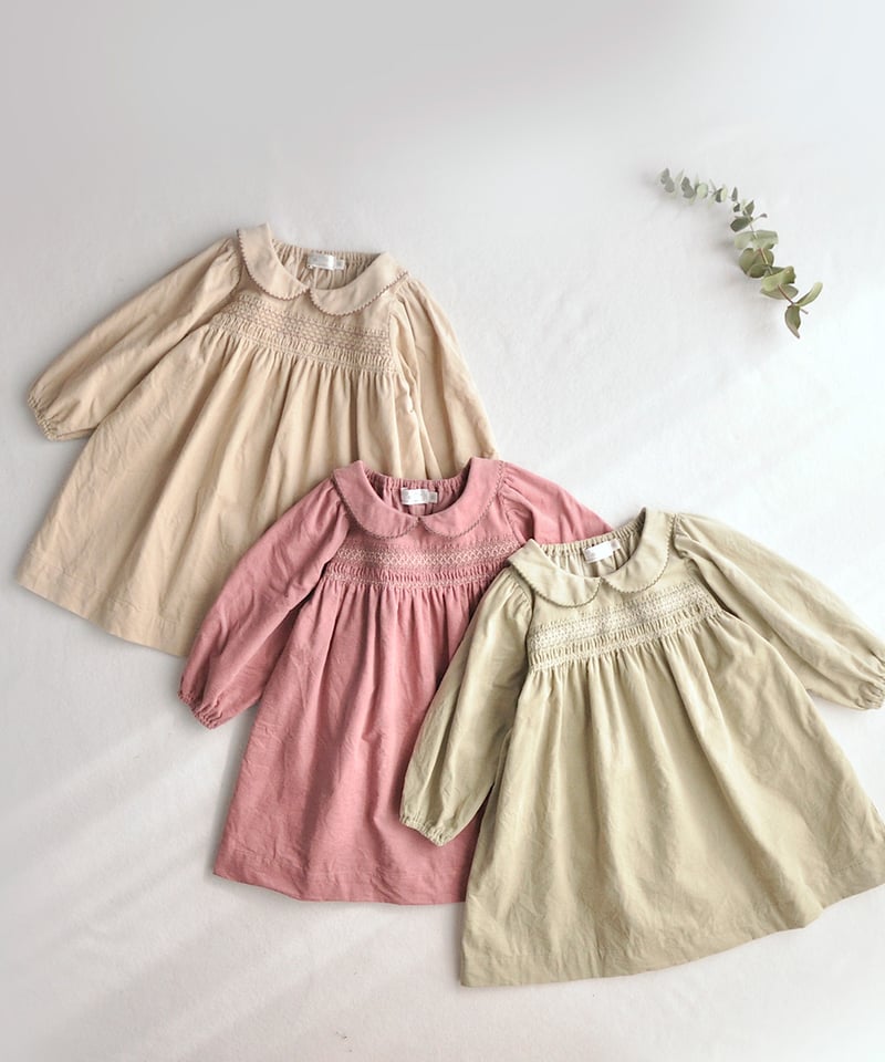 coto cotte コール天スモッキング刺繍ワンピース 722-576033