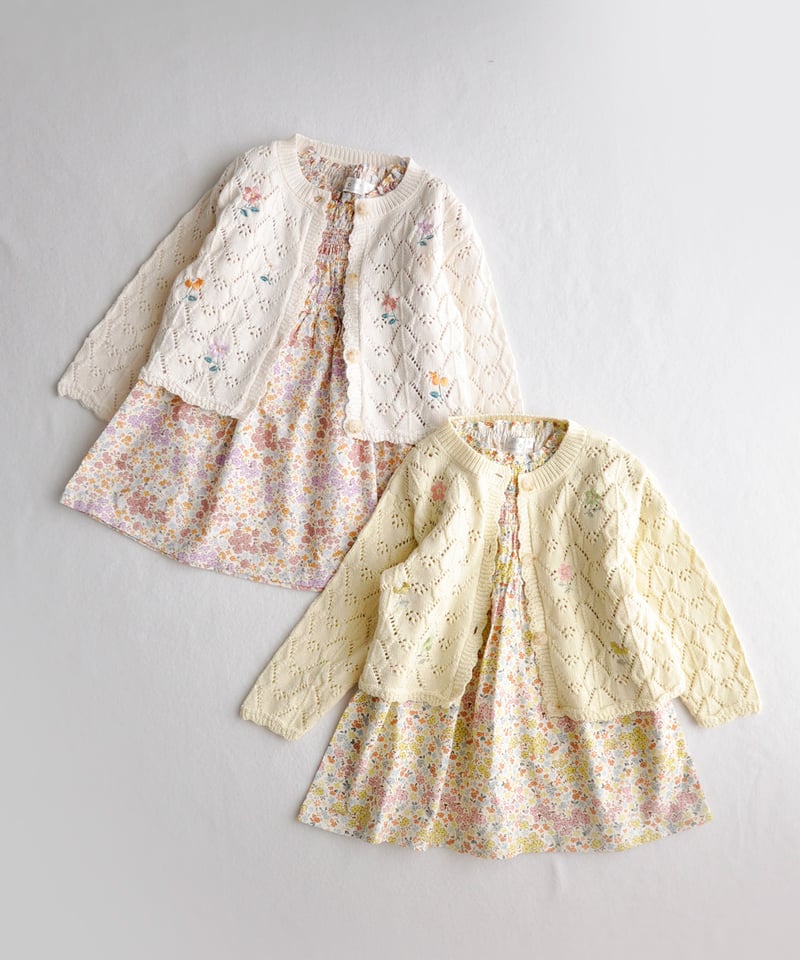 coto cotte 花刺繍透かし編みカーディガン 722-656055 | TAKARAYA