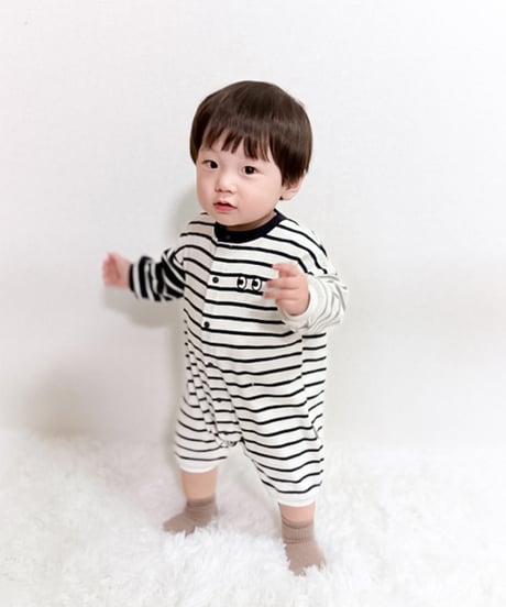 CLOUDY,FINE LATER　ボーダーロンパース　522-653008