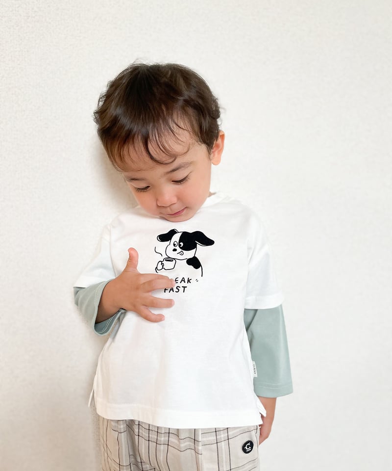 SALE】CLOUDY, FINE LATER レイヤード風 DOG Tシャツ 522-55