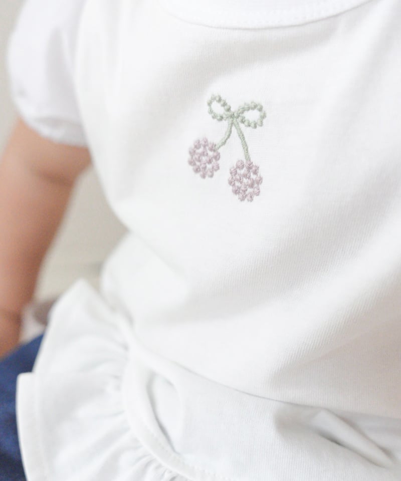 coto cotte さくらんぼ刺繍パフTシャツ 722-664039 [ 〜140cm ]