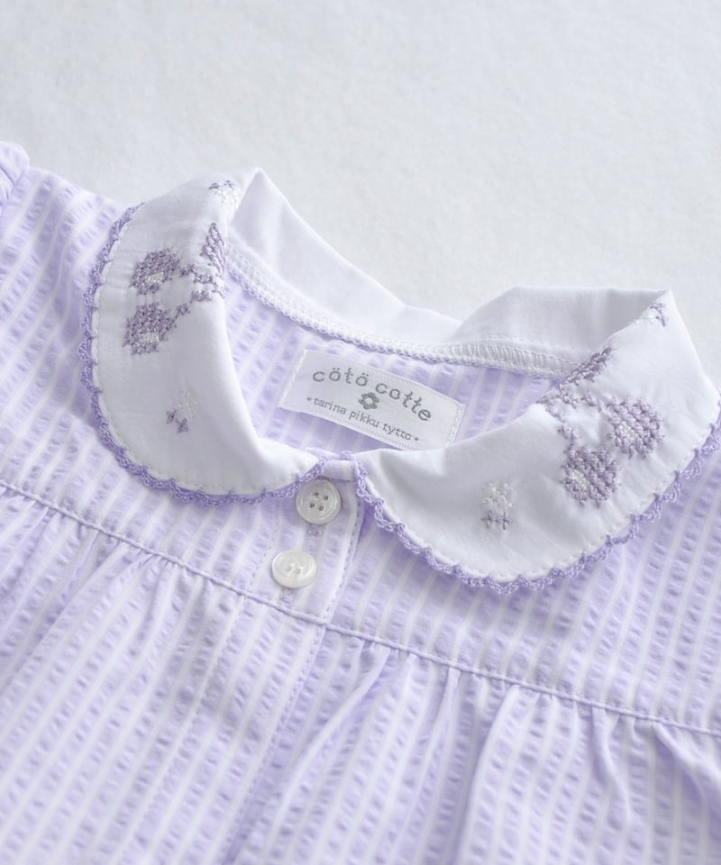Chloe ストライプ柄刺繍半袖ブラウス ドゥロワー BLAMINK Chloe ストライプ柄刺繍半袖ブラウス ドゥロワー BLAMINK