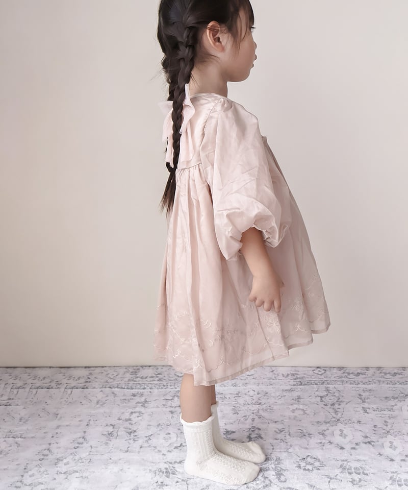 coto cotte 裾刺繍シアーパフワンピ 722-650000 | TAKARAYA ON