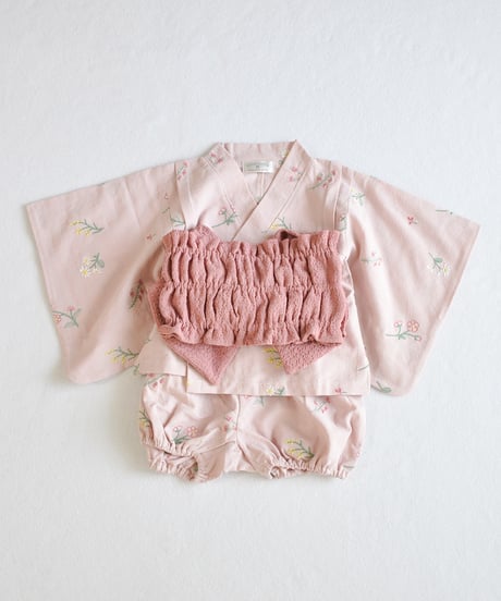 coto cotte　ふわリボン2Pゆかた （花刺繍）　722-664044