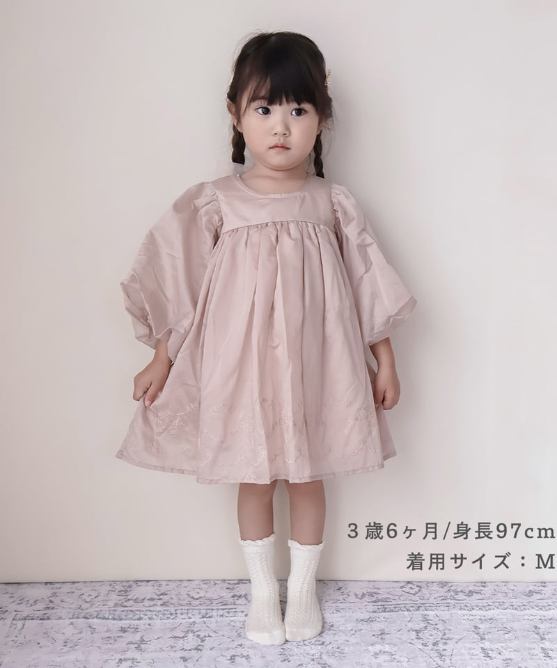 あページ coto cotte 裾刺繍シアーパフワンピ 722-650000 | TAKARAYA ON